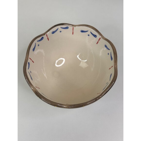 Set Of 4 Hand-Painted Southwest Aztec Boho Ceramic Bowls With Scalloped Edges - Picture 3 of 11